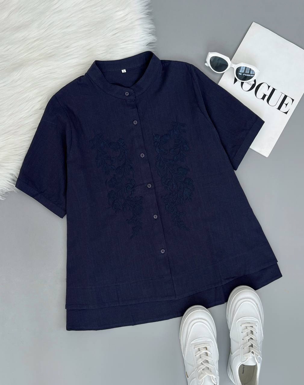 شومیز کنف سورمه ای کد 4047