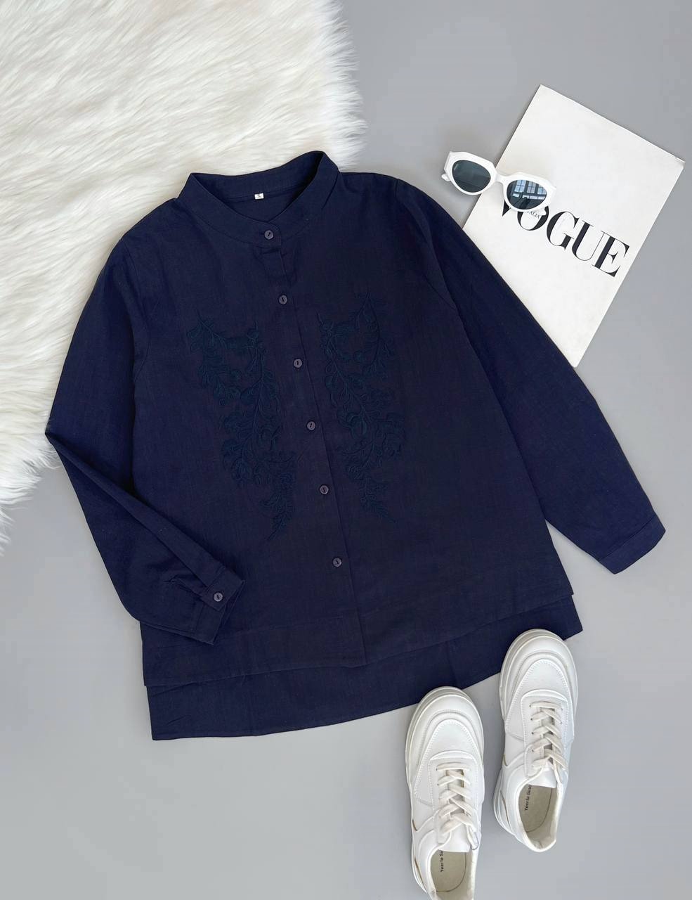 شومیز کنف سورمه ای کد 4047