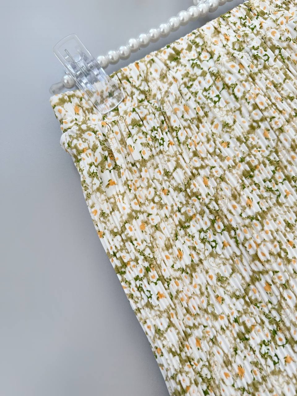 دامن پلیسه گل ریز تکرنگ کد 4049