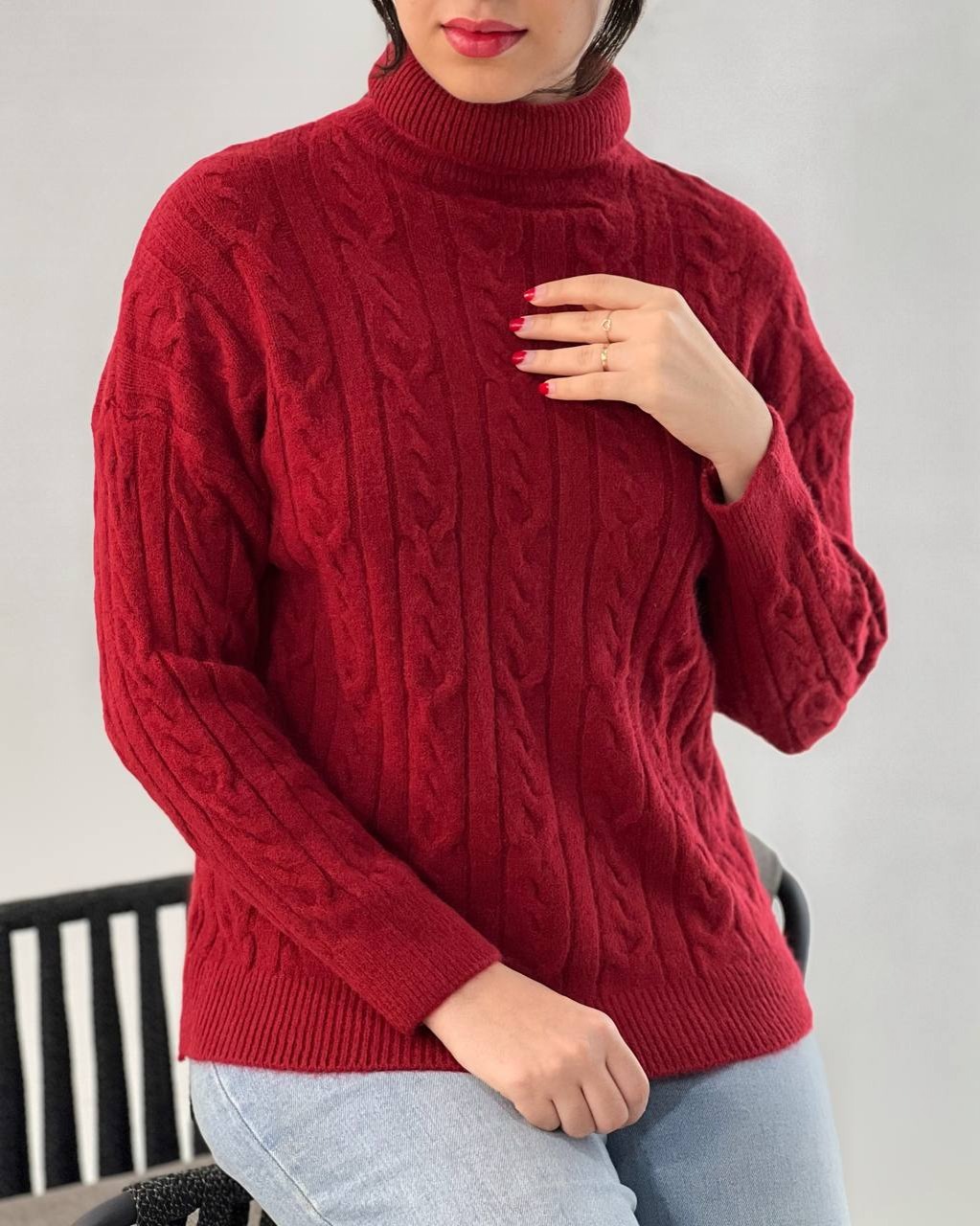 پلیور بافت یقه اسکی کد 4055