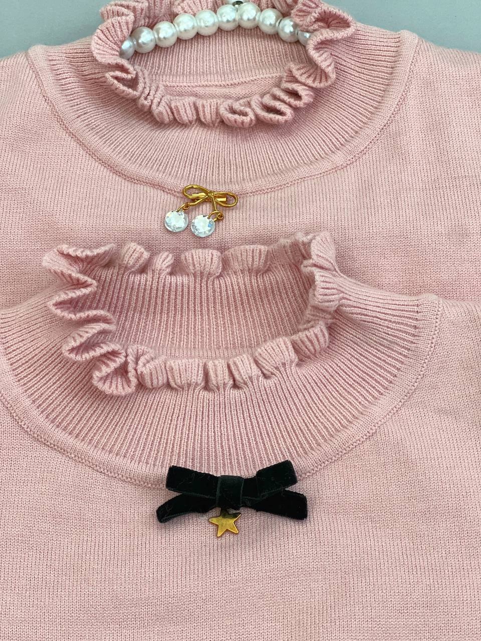 پلیور بافت آستین حریر کد 4056