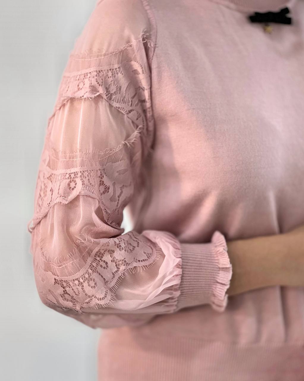 پلیور بافت آستین حریر کد 4056