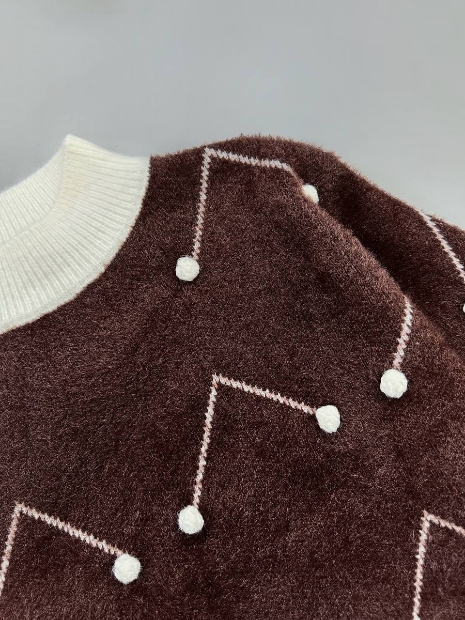 پلیور بافت موهر توپی کد 4060