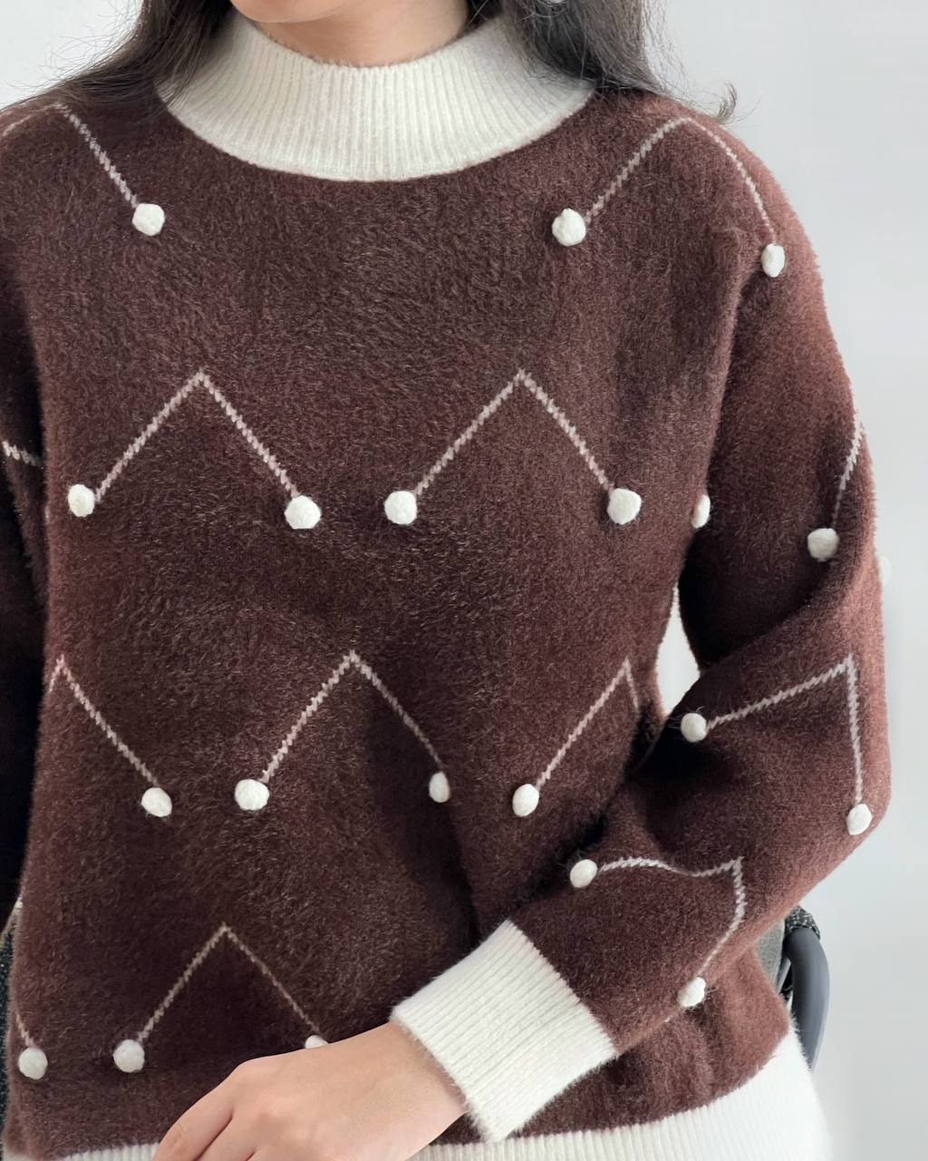 پلیور بافت موهر توپی کد 4060