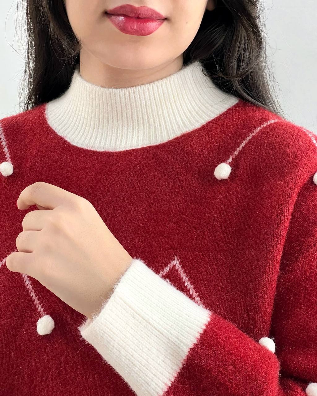 پلیور بافت موهر توپی کد 4060