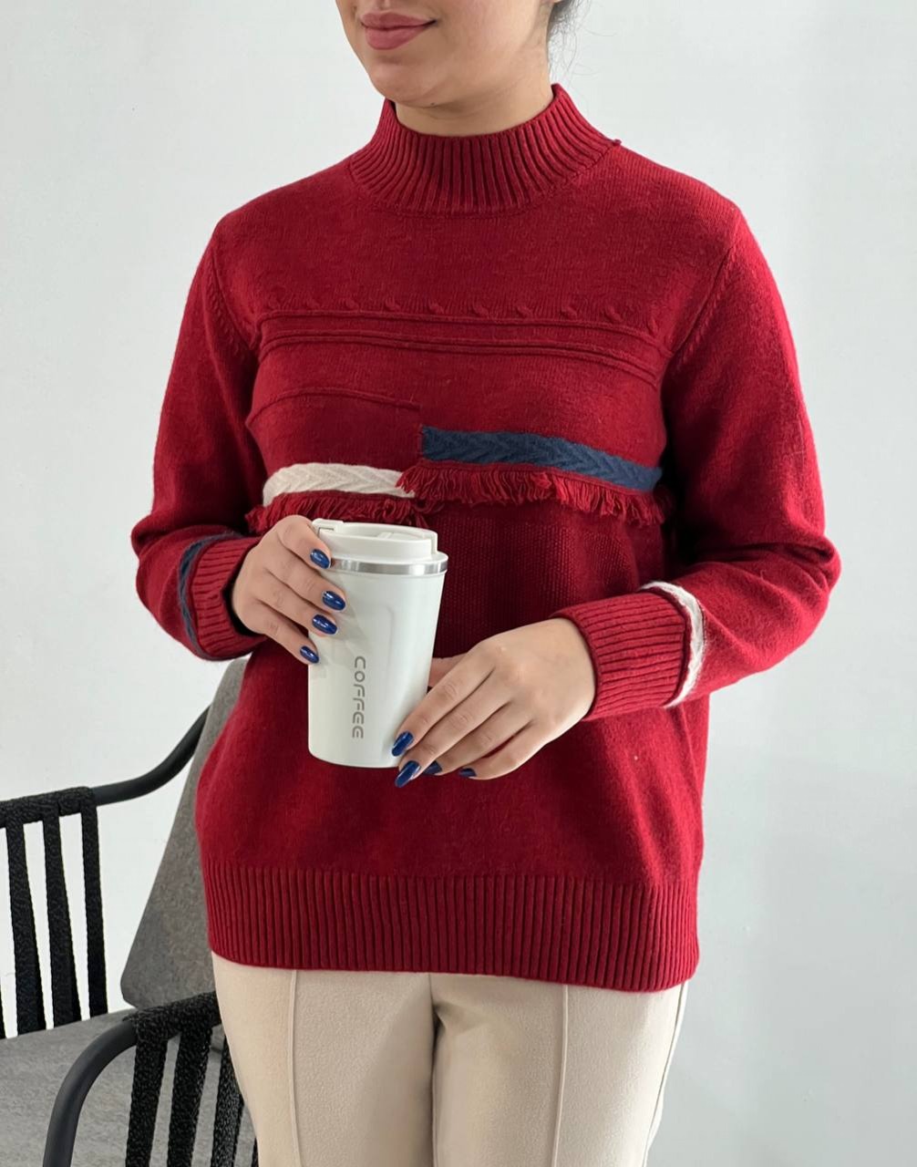 پلیور بافت یقه سه سانت کد 4061