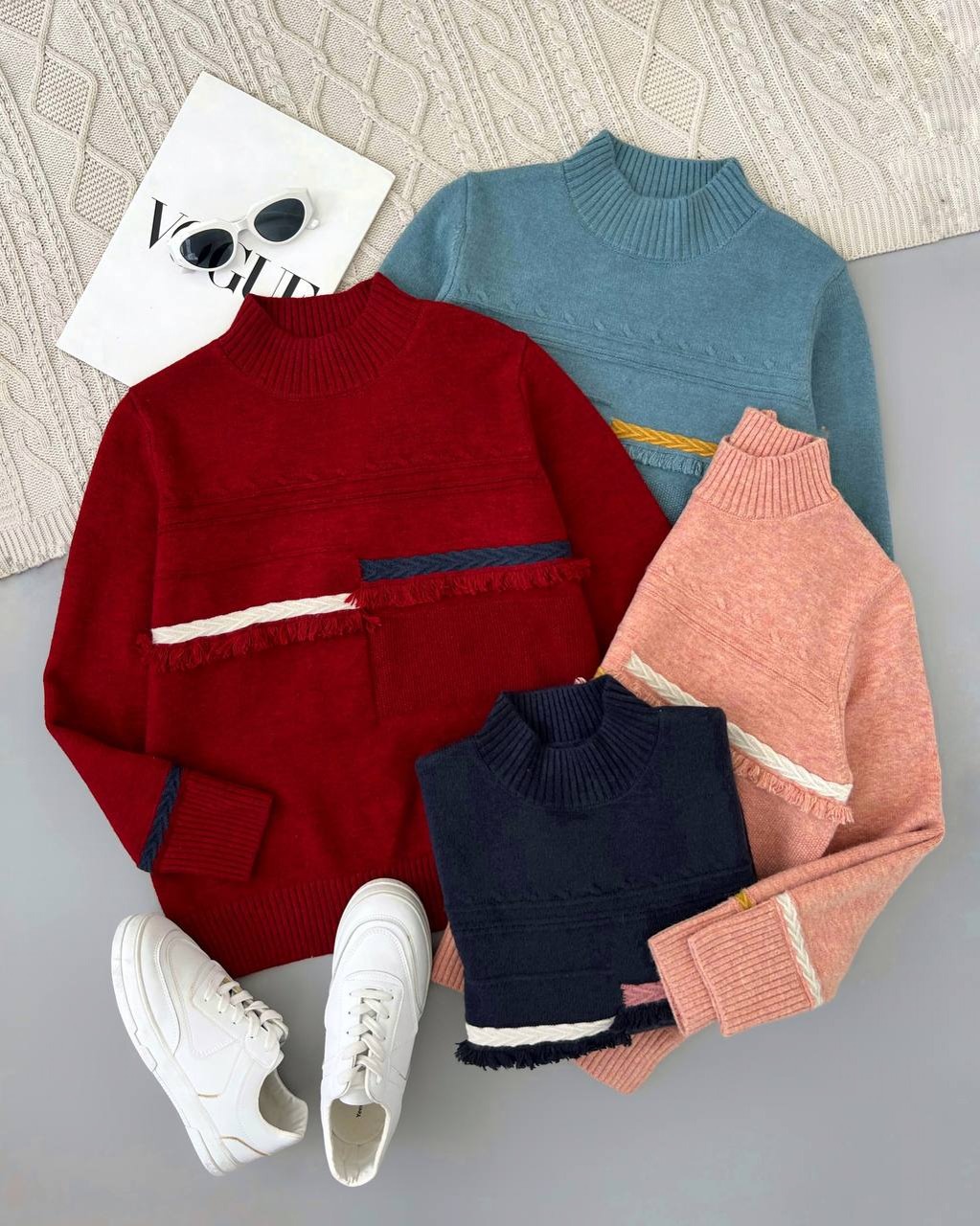 پلیور بافت یقه سه سانت کد 4061