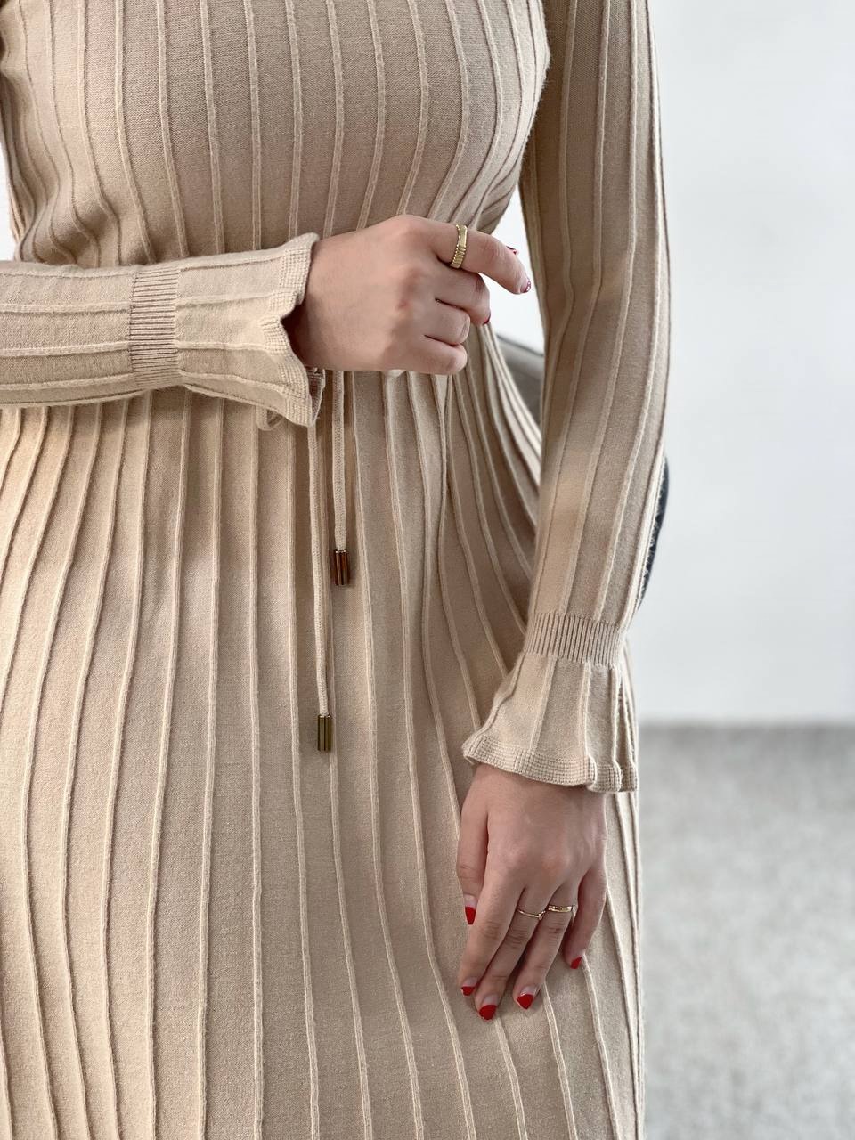 پیراهن بافت پلیسه سر آستین چین کد 4063