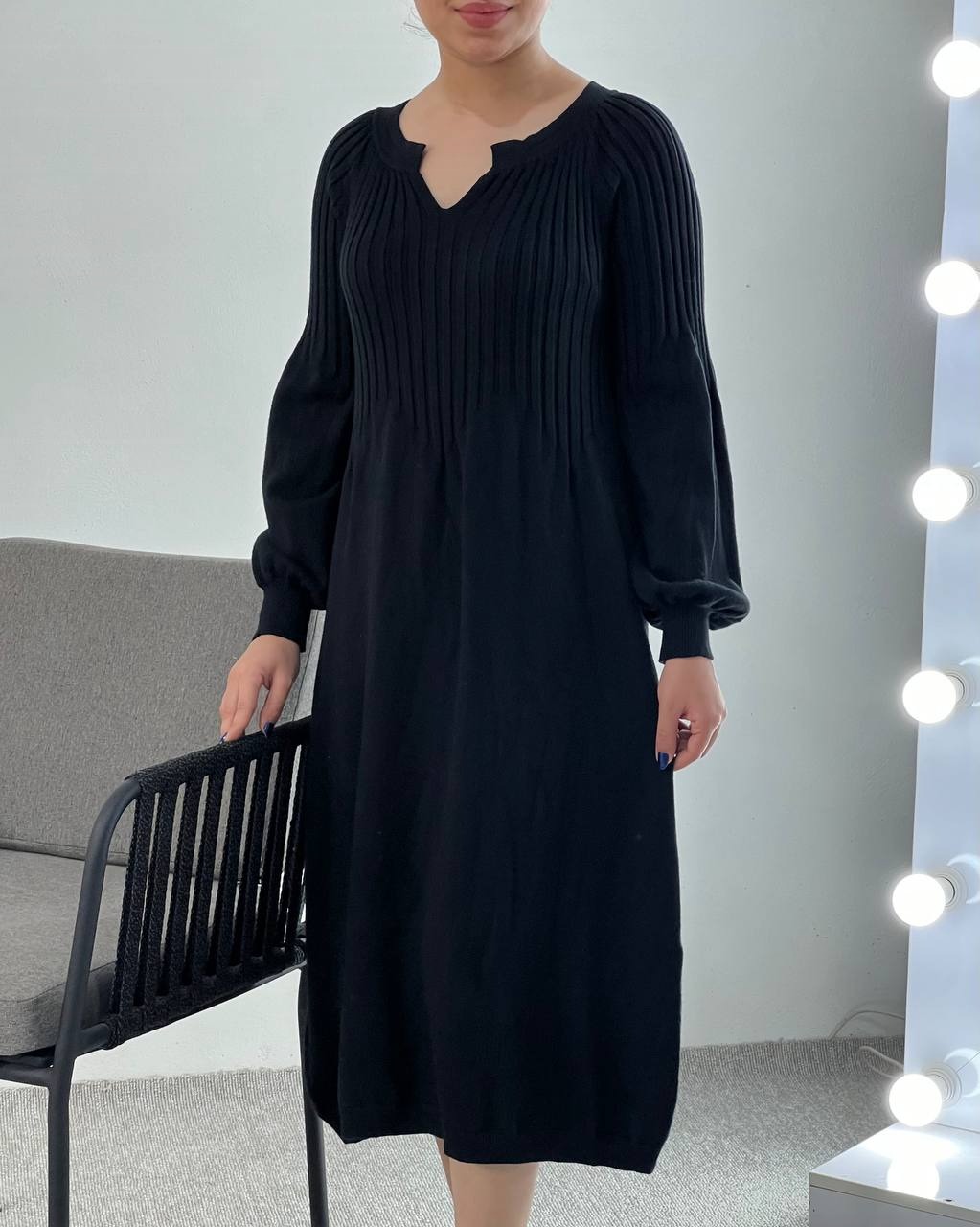 پیراهن بافت آستین پف بلند کد 4065