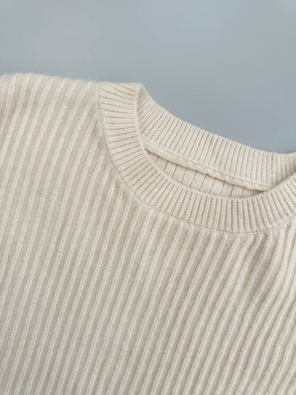 پلیور بافت آستین چین دو رنگ کد 4070