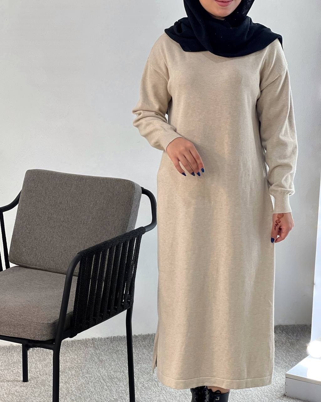 پیراهن بافت بلند (بدون کمربند) کد 4071