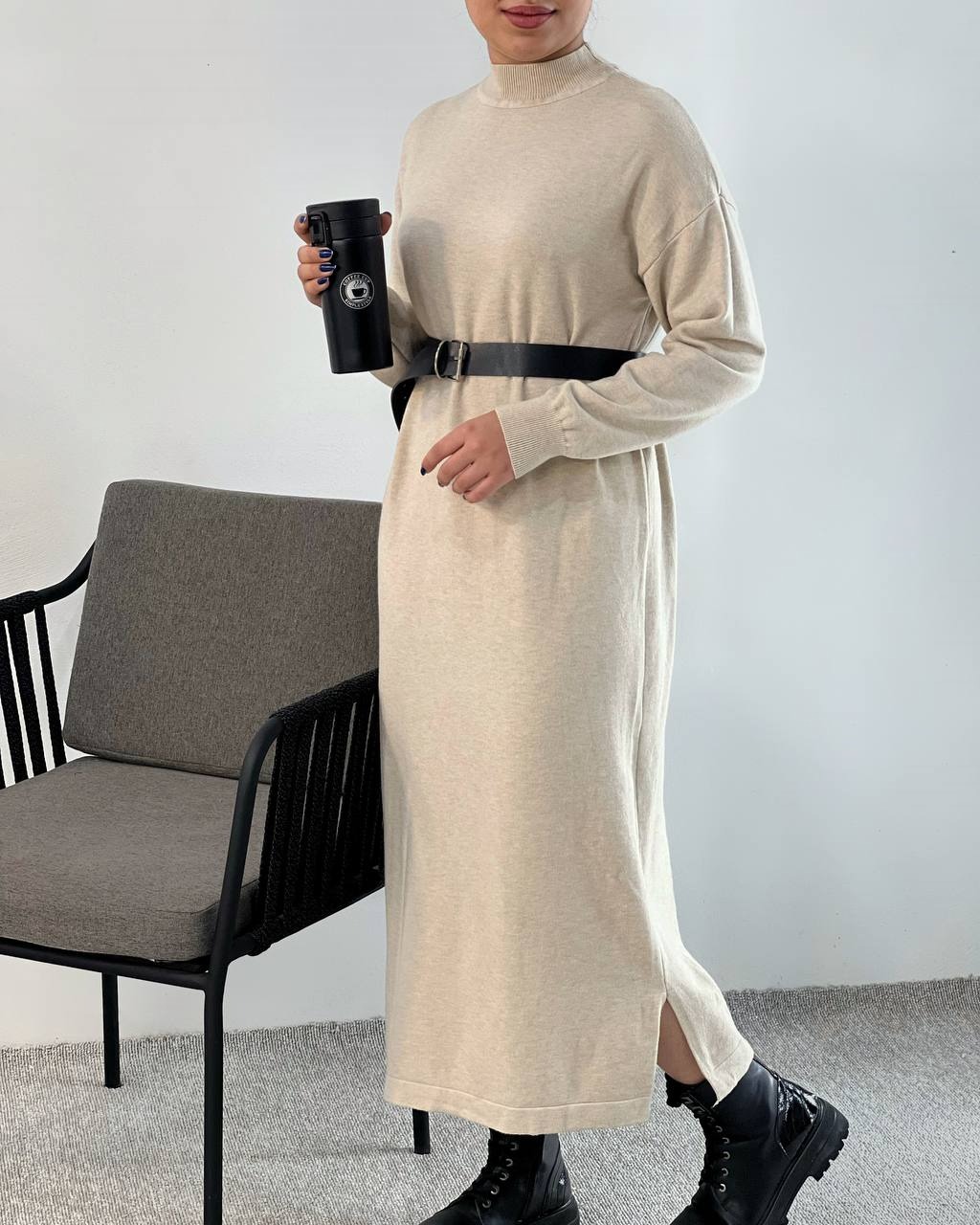 پیراهن بافت بلند (بدون کمربند) کد 4071