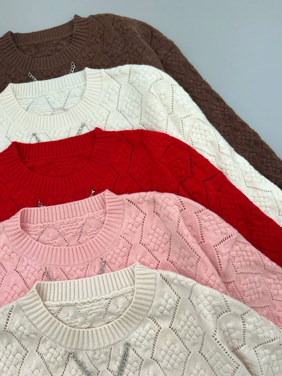 پلیور بافت گل برجسته 5 رنگ کد 4074