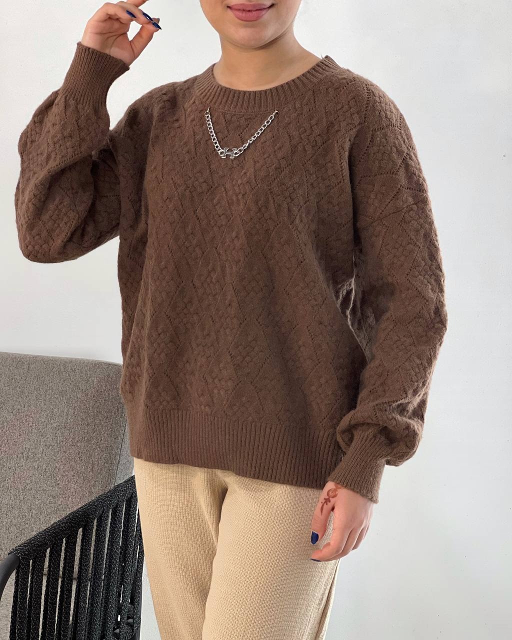 پلیور بافت گل برجسته 5 رنگ کد 4074