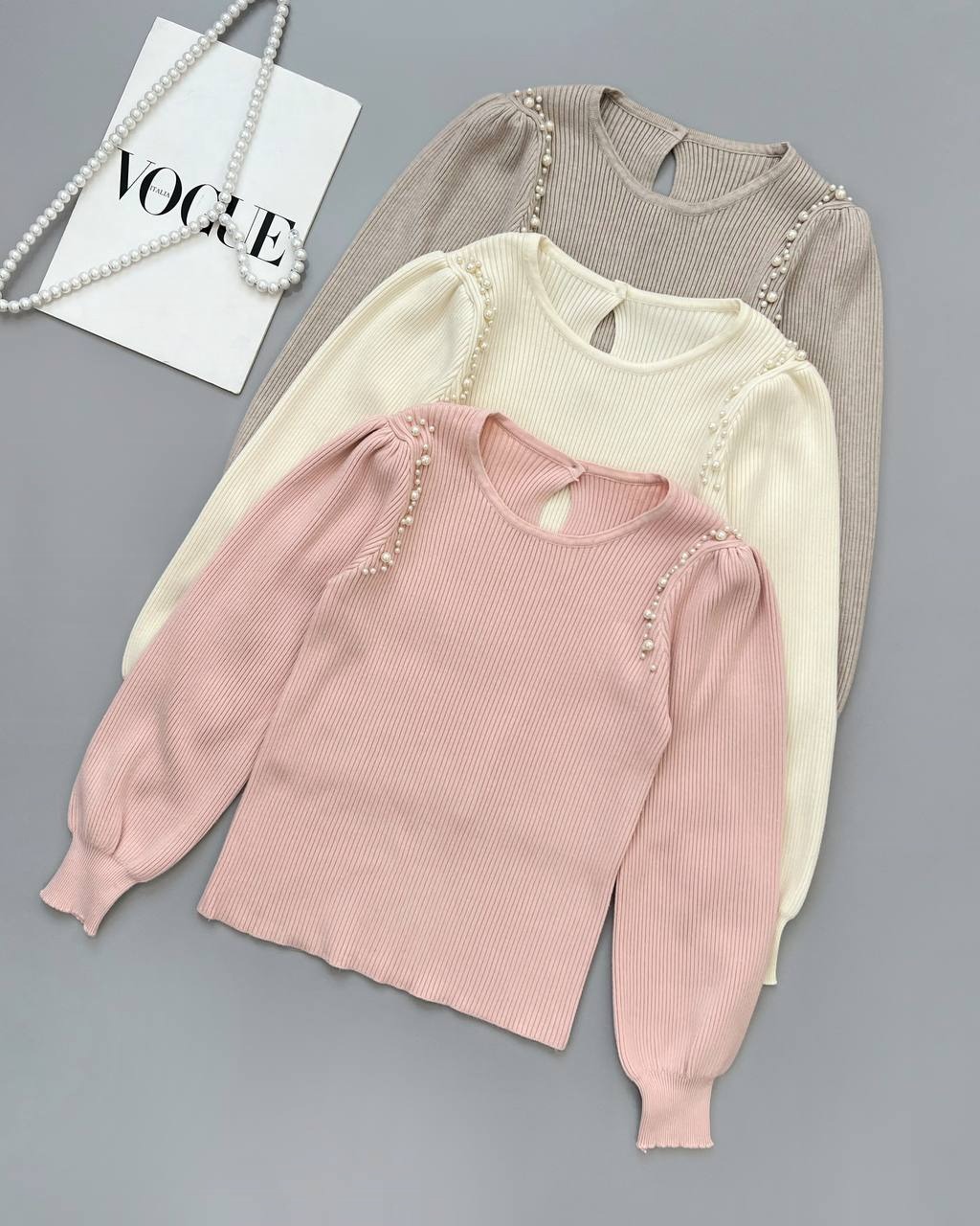 پلیور بافت سرشانه مروارید کد 4078