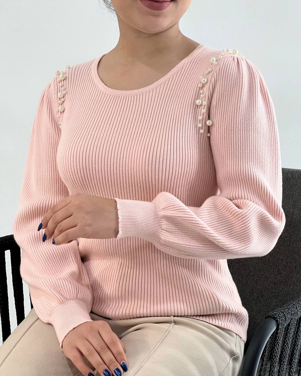 پلیور بافت سرشانه مروارید کد 4078