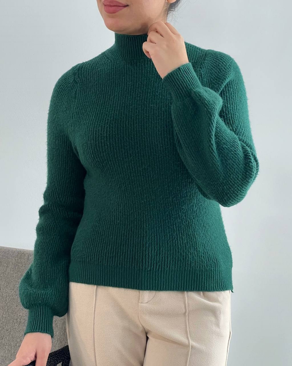 پلیور بافت یقه ایستاده ساده کد 4079