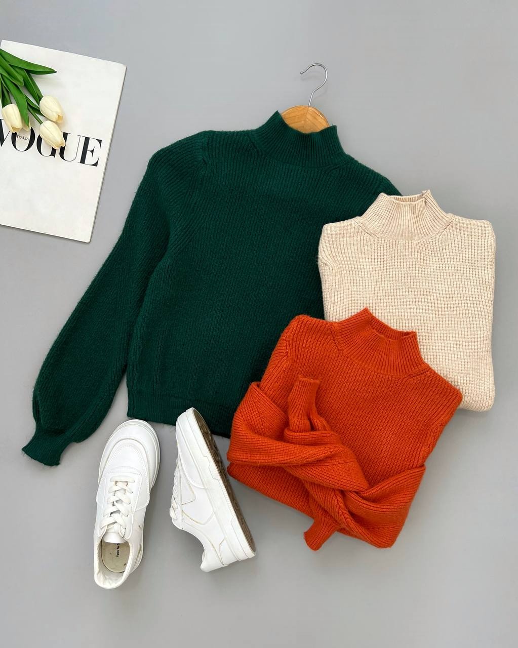 پلیور بافت یقه ایستاده ساده کد 4079