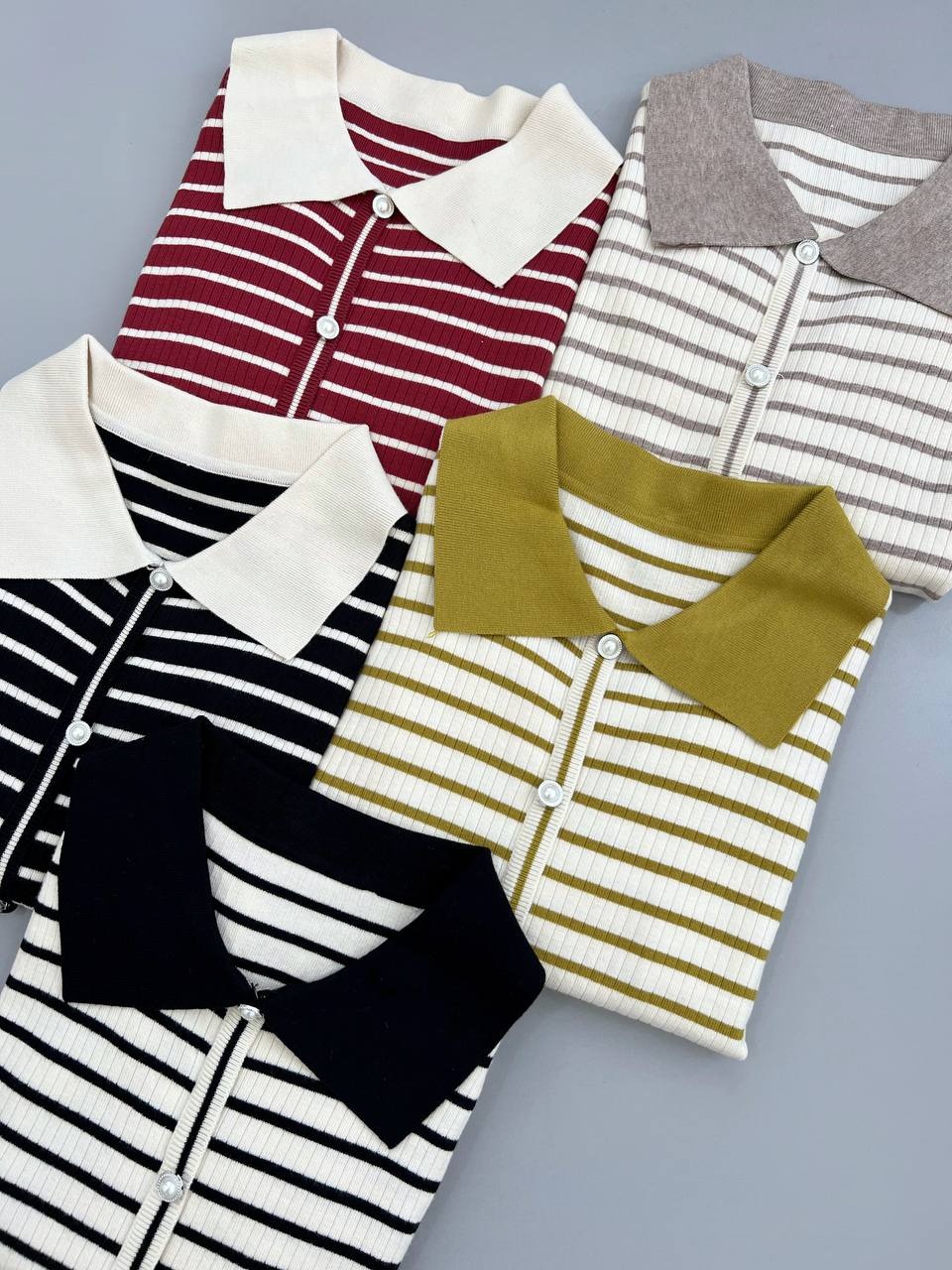 پلیور بافت آستین گیپور راه راه کد 4082