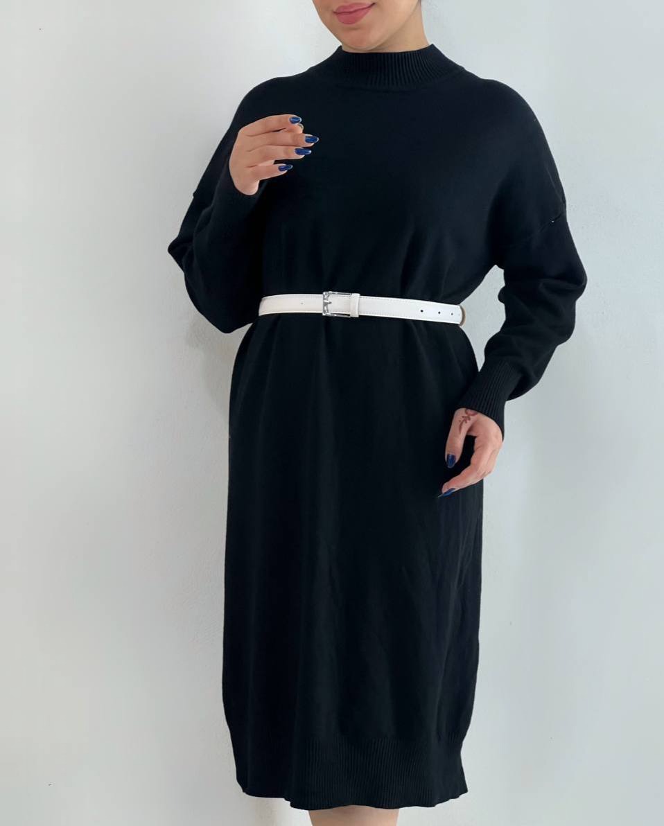 پیراهن بافت بلند مشکی کد 4084