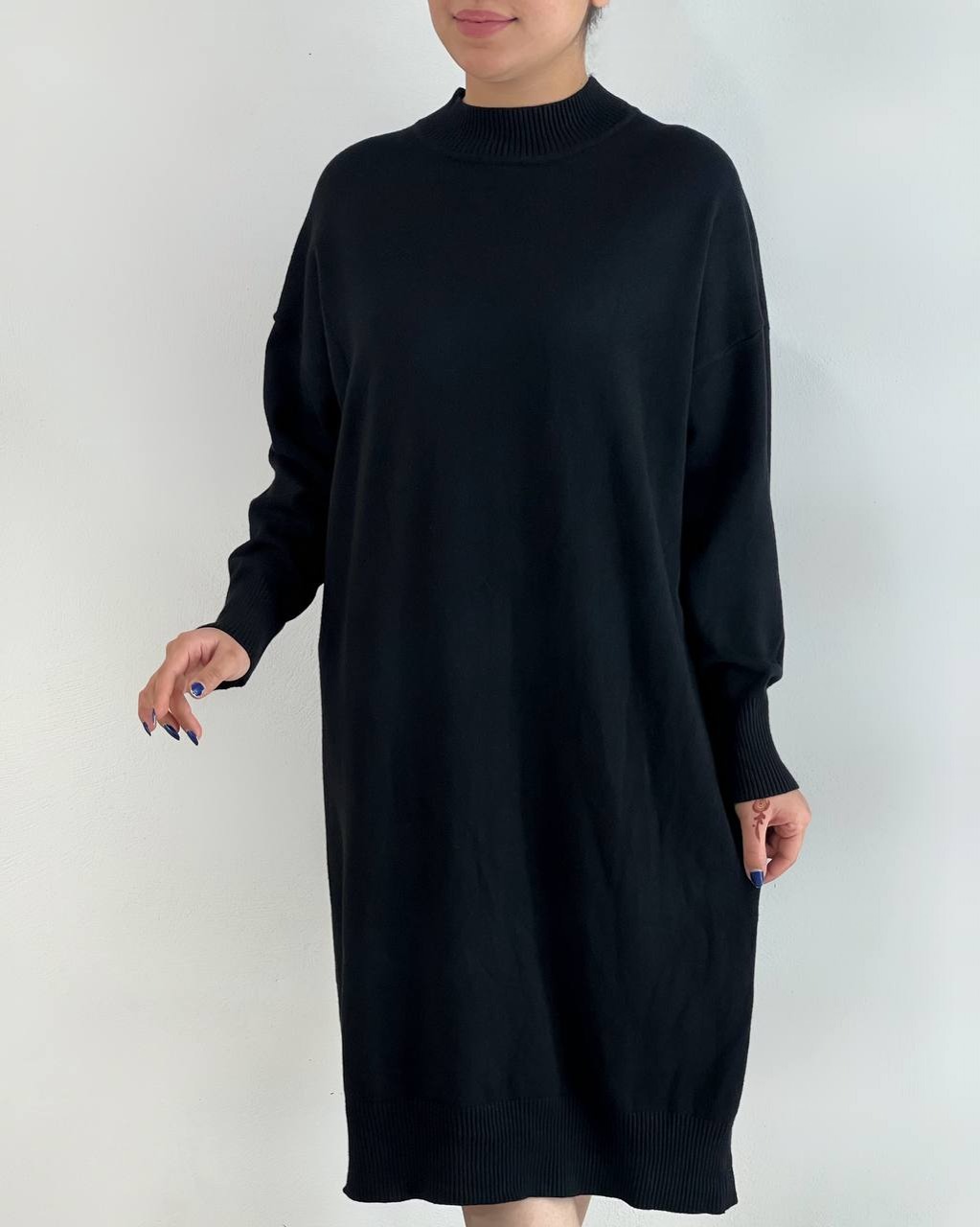 پیراهن بافت بلند مشکی کد 4084