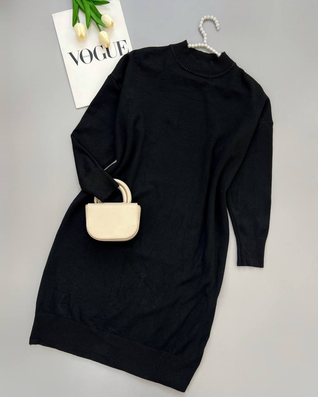 پیراهن بافت بلند مشکی کد 4084