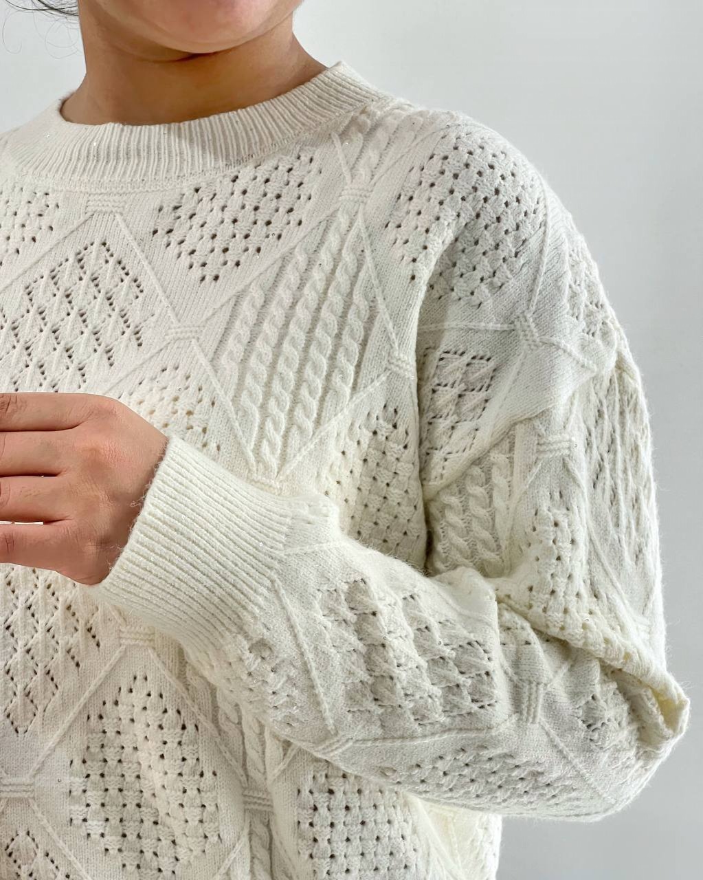 پلیور بافت پولک دوزی طرح برجسته کد 4085