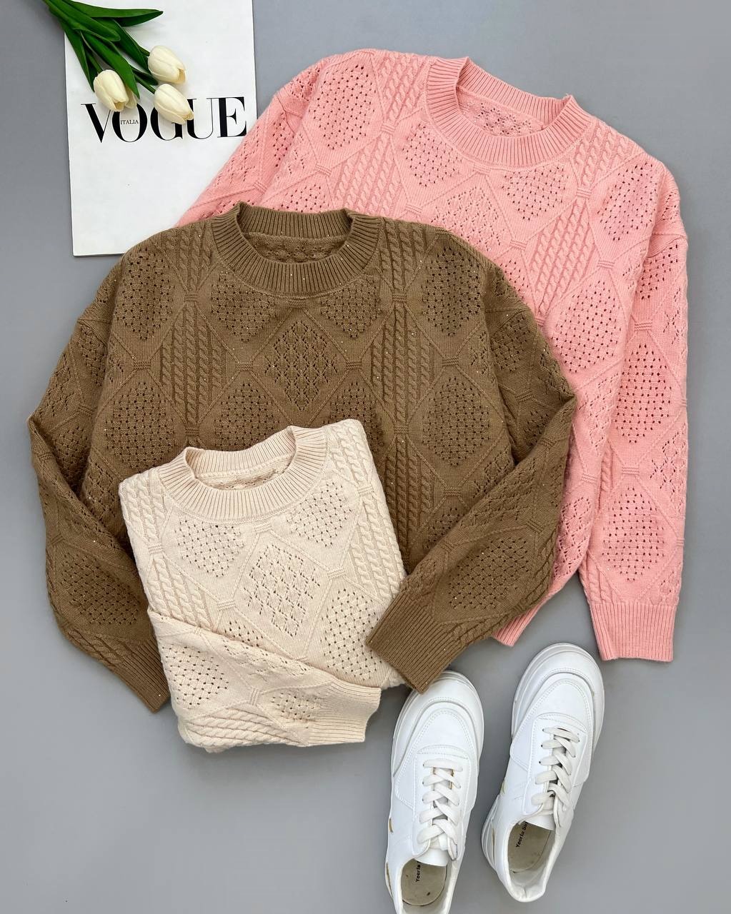 پلیور بافت پولک دوزی طرح برجسته کد 4085