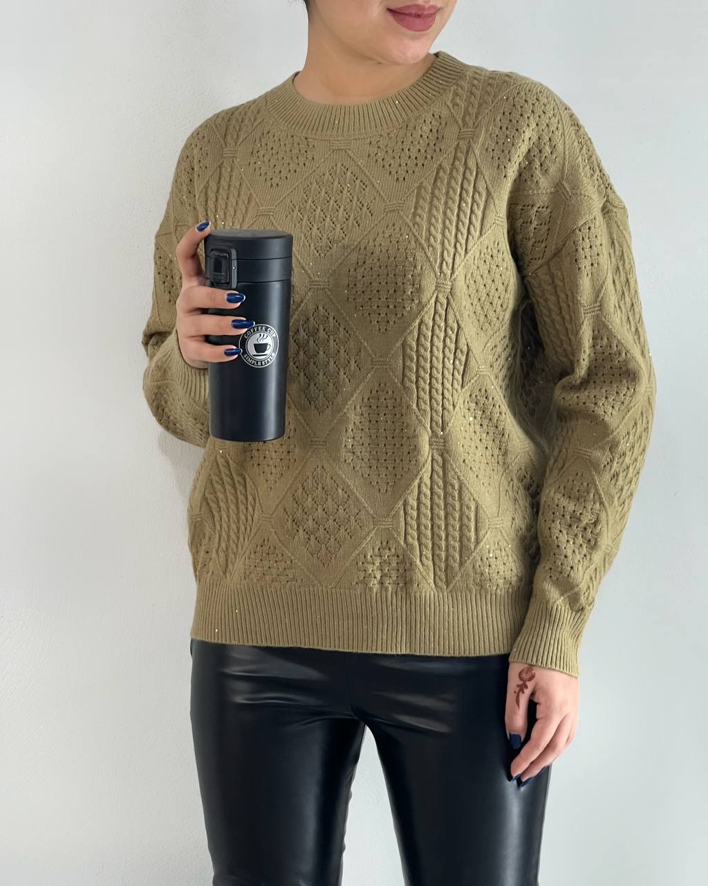 پلیور بافت پولک دوزی طرح برجسته کد 4085