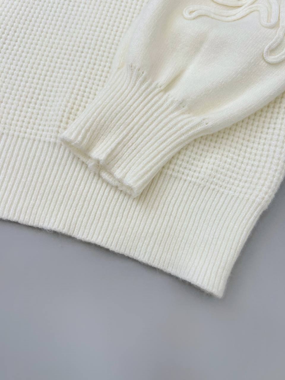 پلیور بافت آستین پف نوار دوزی کد 4087