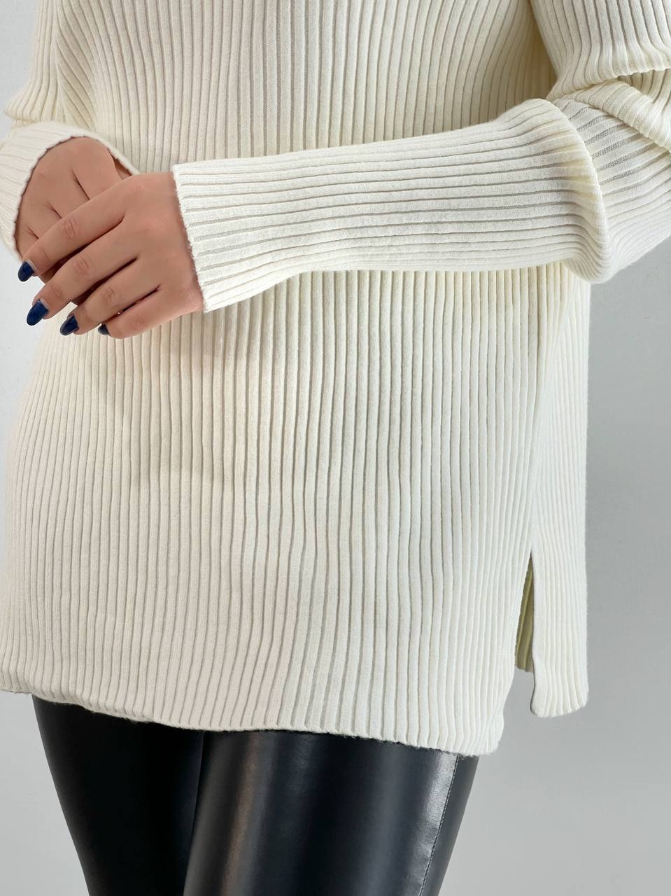 پلیور بافت یقه ایستاده ساده کد 4089