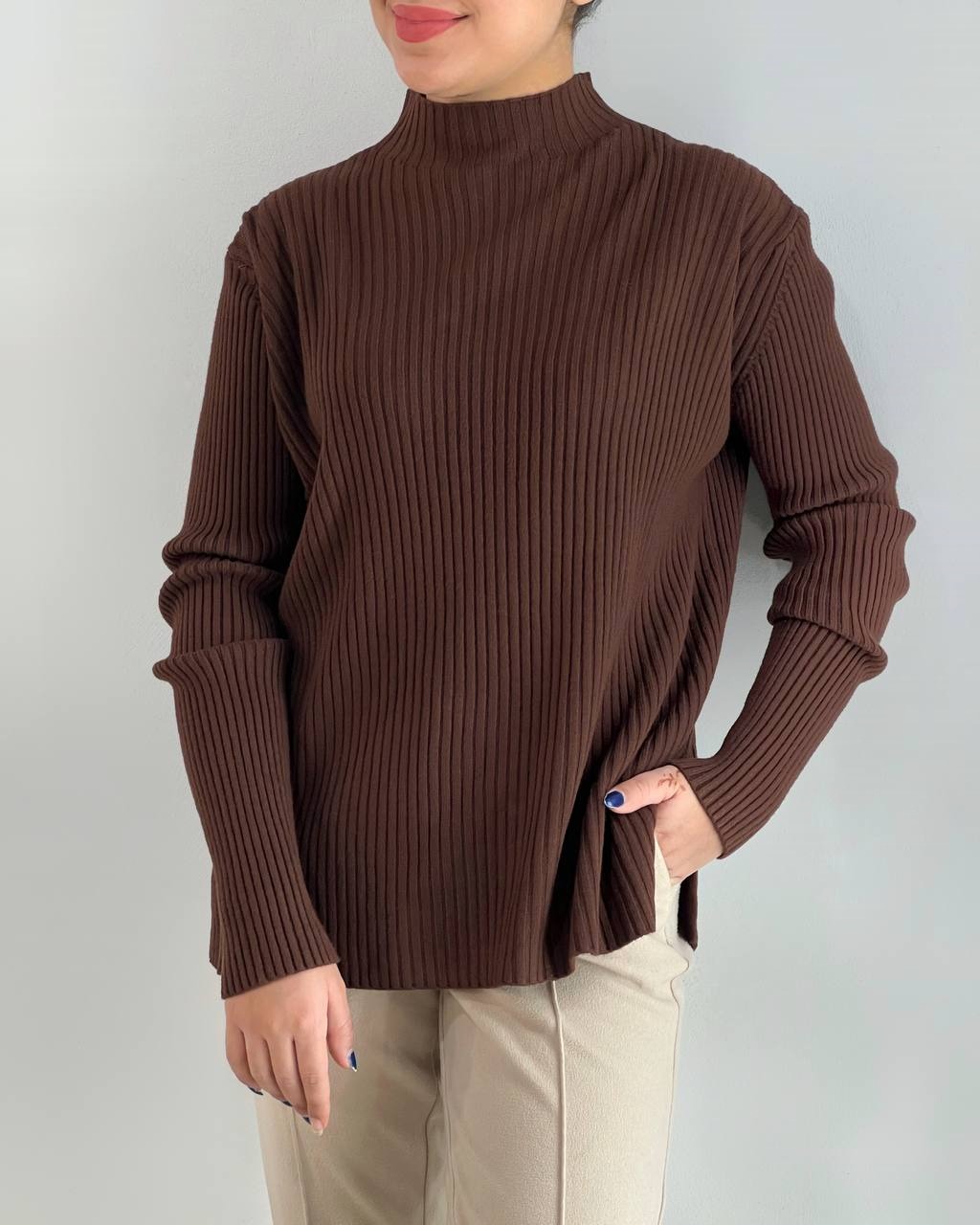 پلیور بافت یقه ایستاده ساده کد 4089