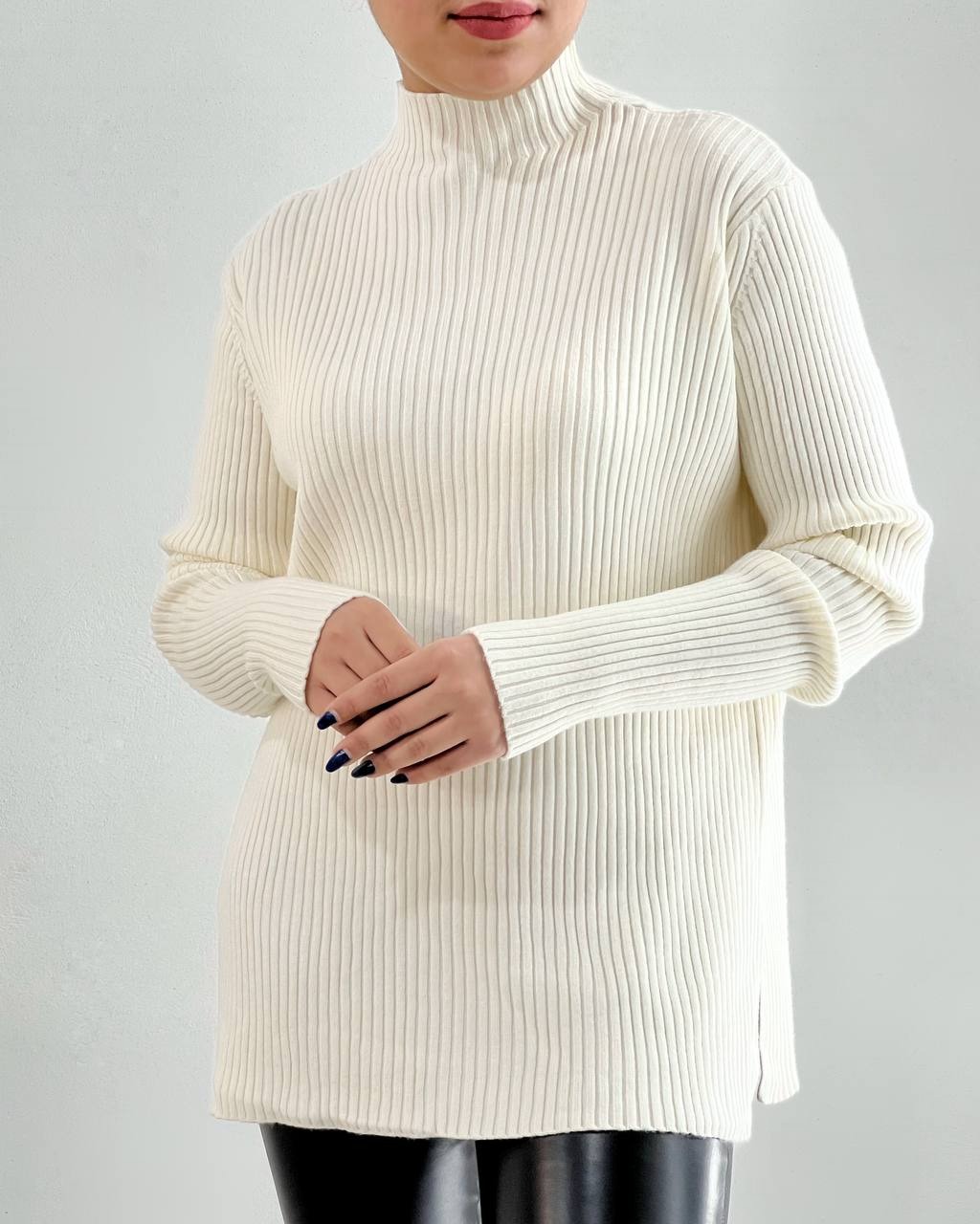 پلیور بافت یقه ایستاده ساده کد 4089