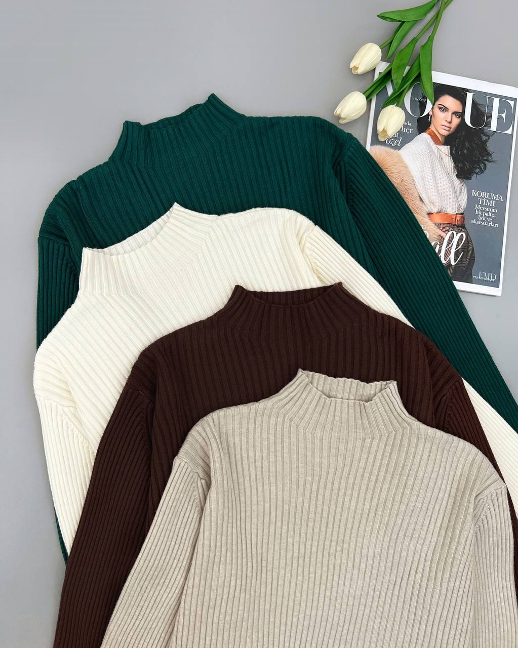 پلیور بافت یقه ایستاده ساده کد 4089