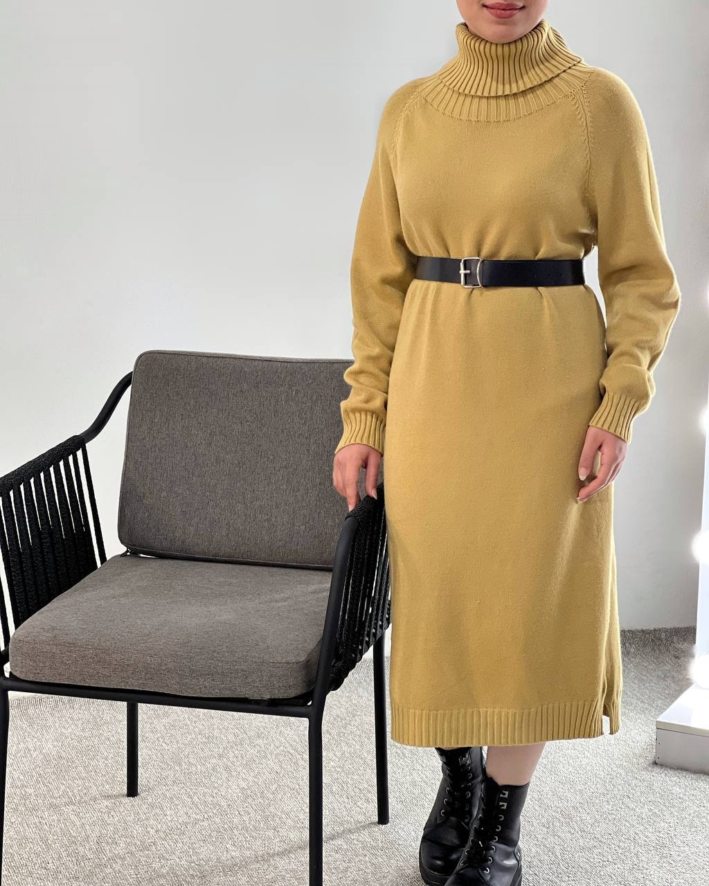 پیراهن یقه اسکی بلند(بدون کمربند)کد 4096