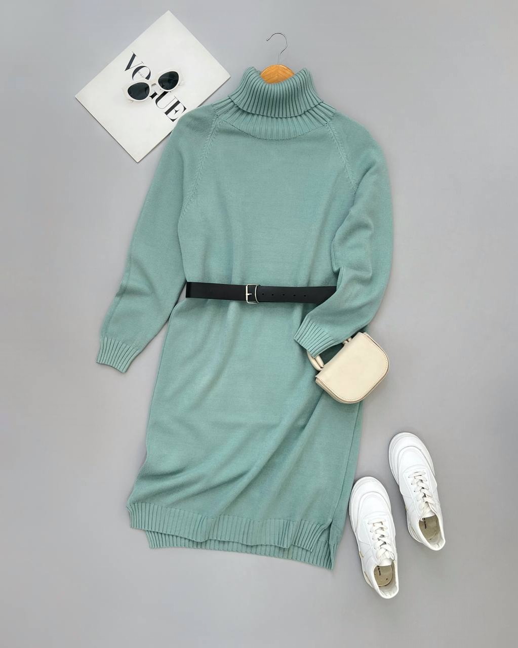 پیراهن یقه اسکی بلند(بدون کمربند)کد 4096