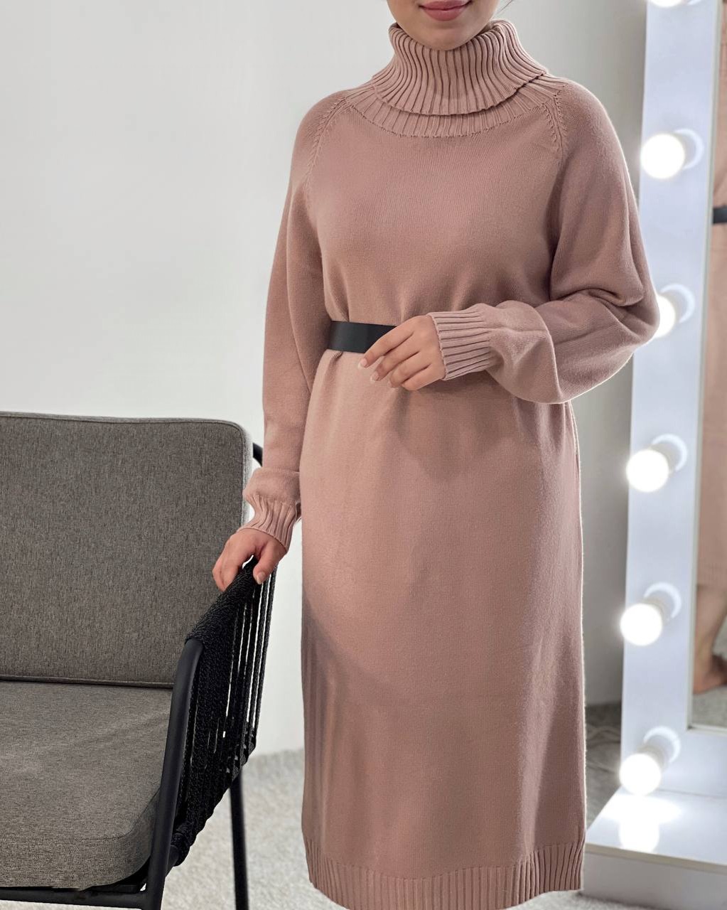 پیراهن یقه اسکی بلند(بدون کمربند)کد 4096