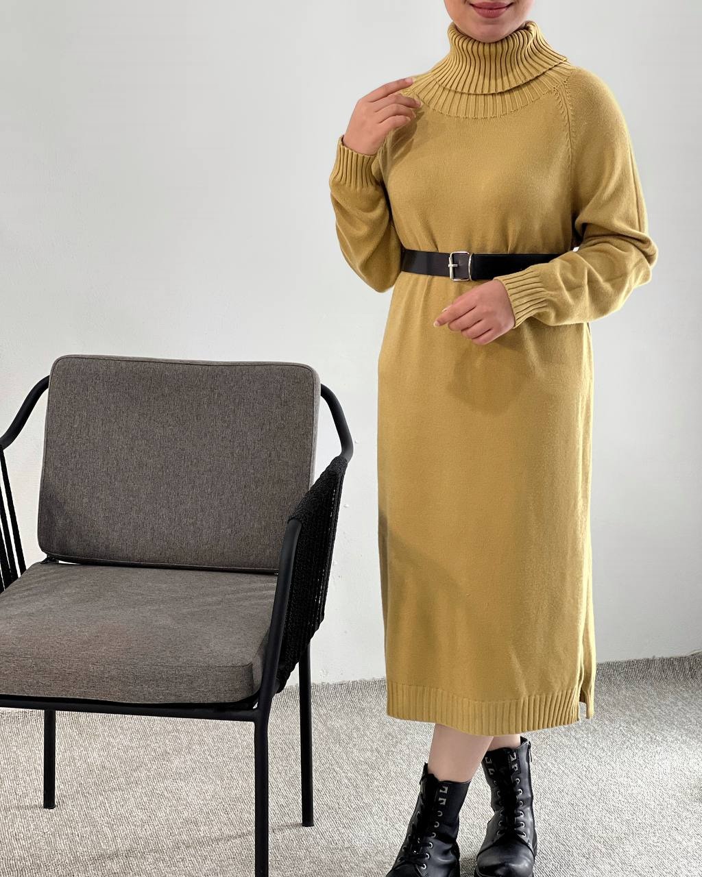 پیراهن یقه اسکی بلند(بدون کمربند)کد 4096