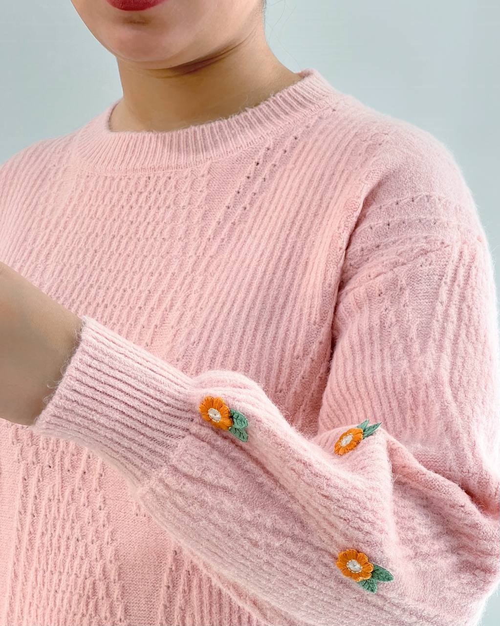 پلیور بافت آستین پف کد 4098