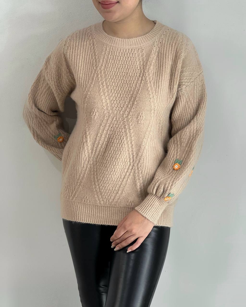 پلیور بافت آستین پف کد 4098