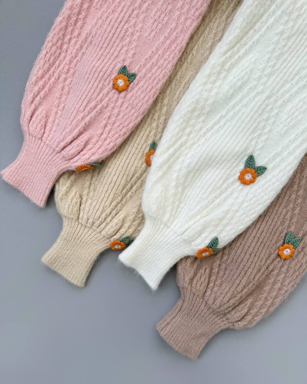 پلیور بافت آستین پف کد 4098