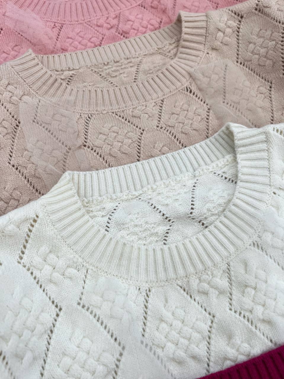 پلیور بافت گل برجسته توری کد 4100