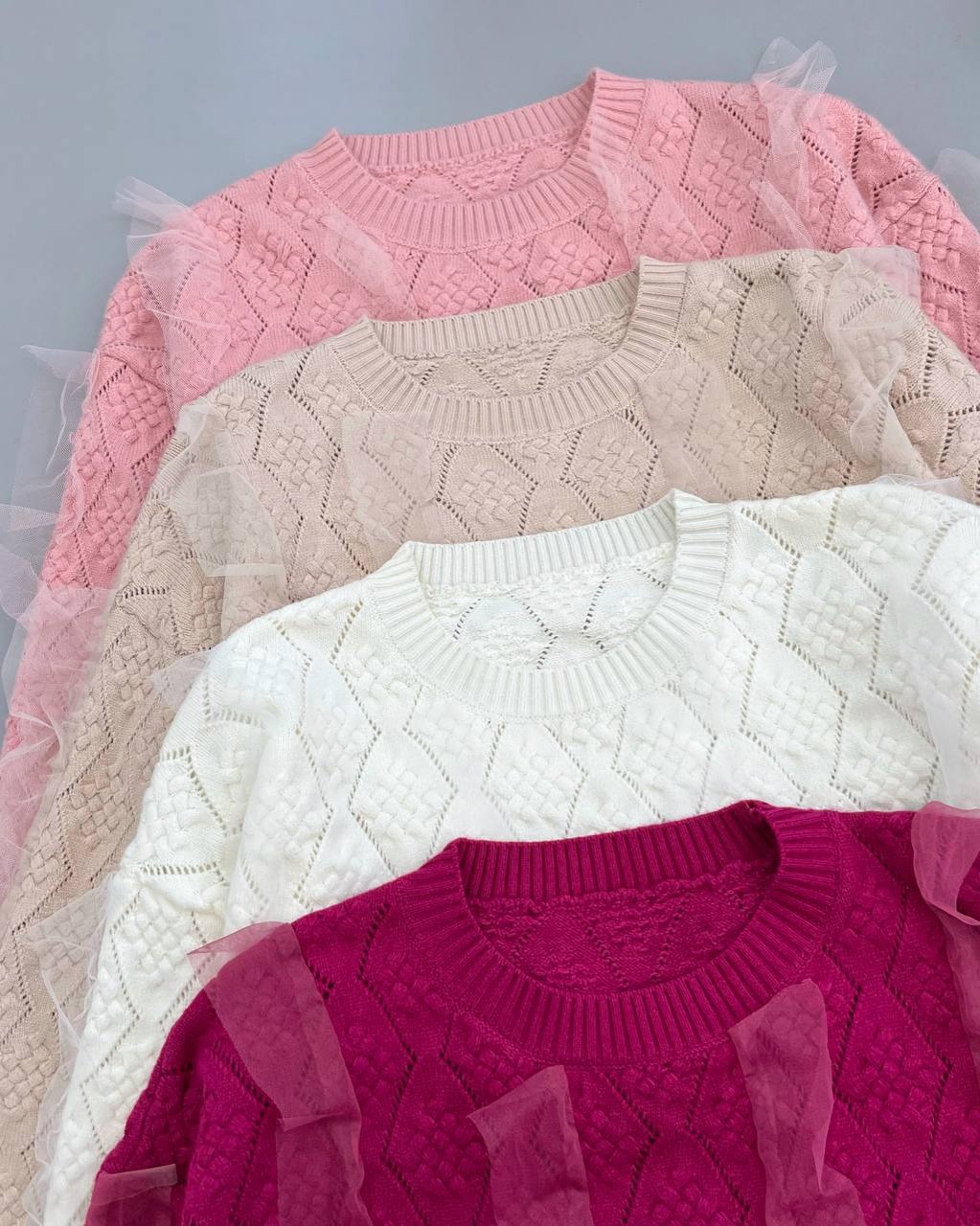 پلیور بافت گل برجسته توری کد 4100