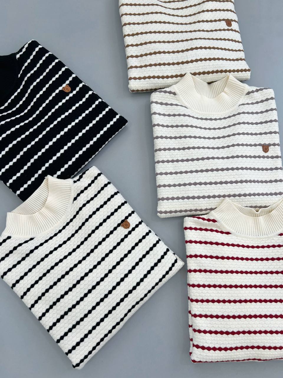 پلیور بافت راه راه طرح برجسته کد 4101