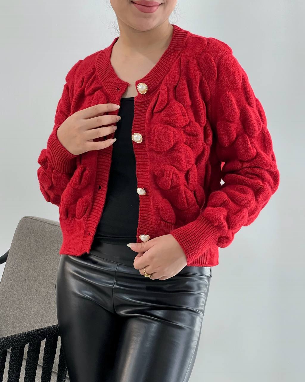 ژاکت بافت پفی کد 4105