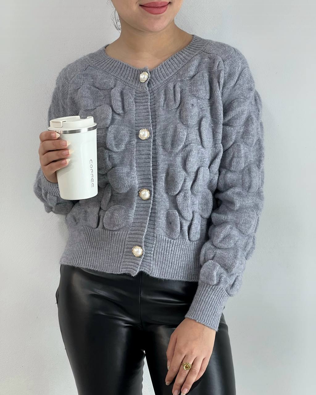 ژاکت بافت پفی کد 4105