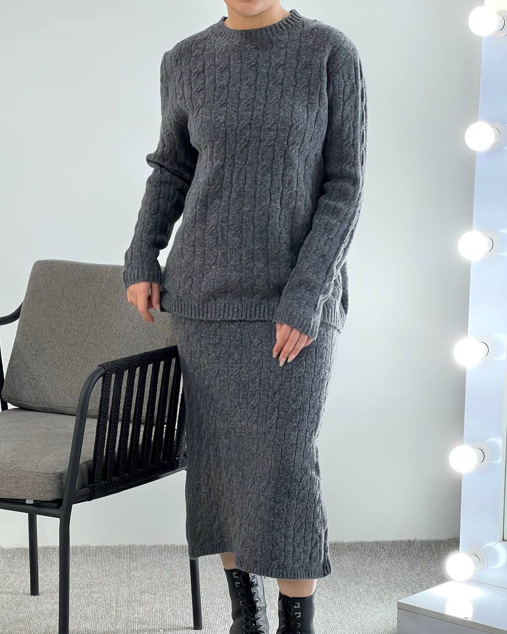 ست پلیور و دامن بافت کد 4109