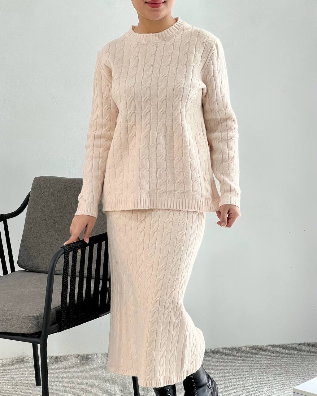 ست پلیور و دامن بافت کد 4109