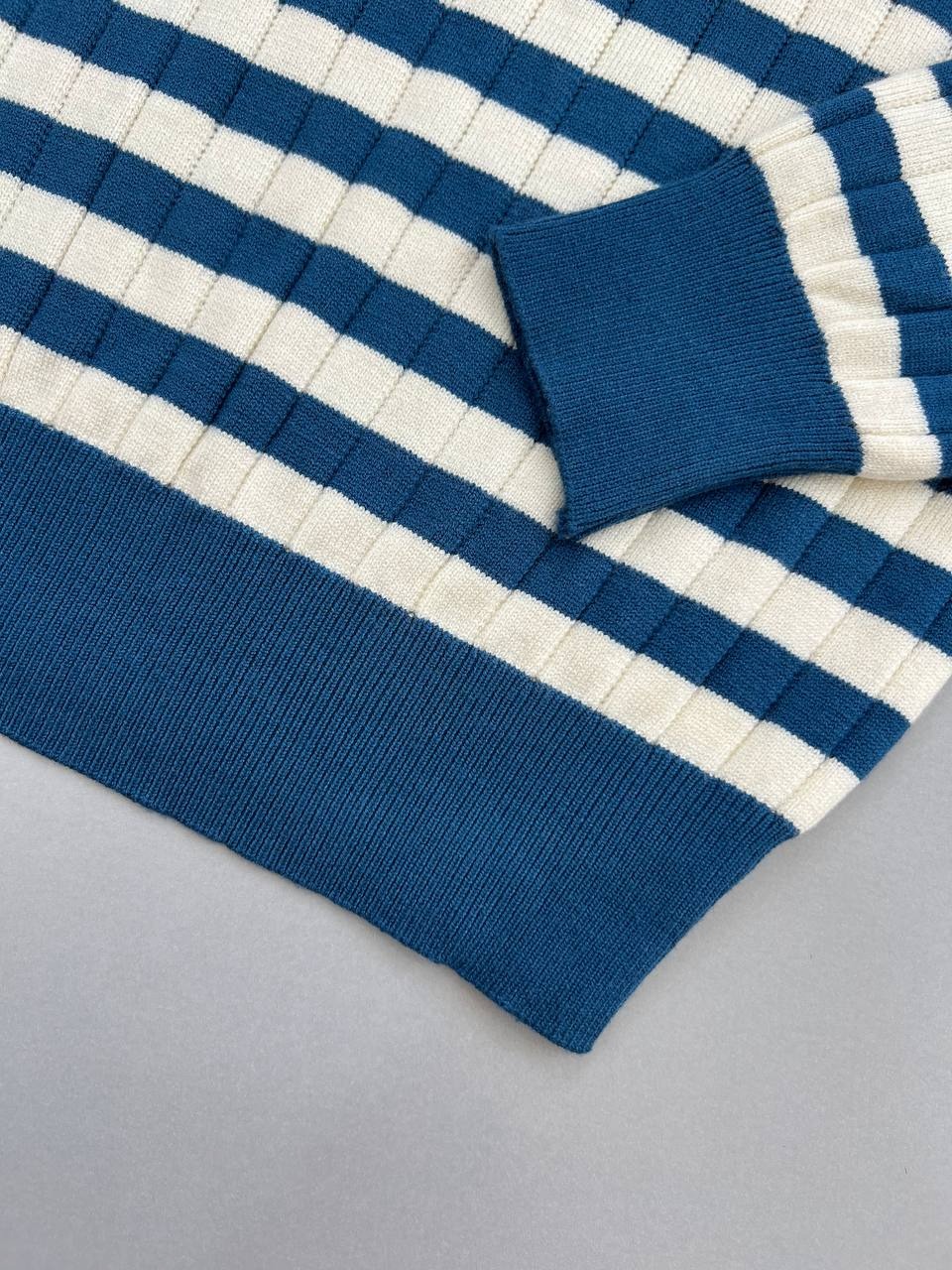 پلیور بافت راه راه یقه دار کد 4110