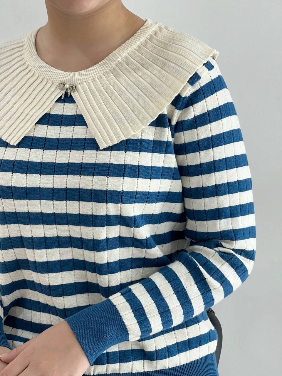 پلیور بافت راه راه یقه دار کد 4110